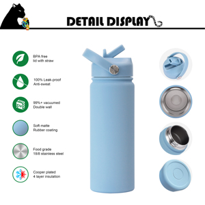 Elegante Bottiglia d'Acqua in Acciaio Inox da 18 oz, Thermos Isolato Sottovuoto Personalizzabile con Logo, Antigoccia - Product Image 2