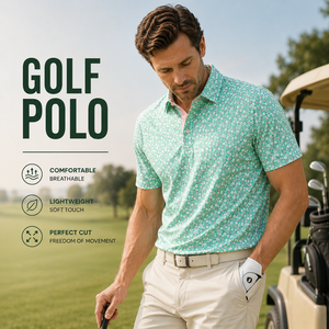 Polo de Golf Personalizado Premium para Hombre, Diseño Floral Menta, Rendimiento que Absorbe la Humedad, Marca Privada, Ropa Corporativa OEM - Product Image 1