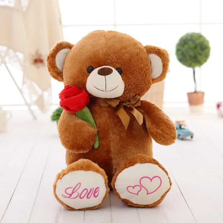 Customised valentine gift lovely bear pillow rose bear OEM plush toy stuffed teddy bear