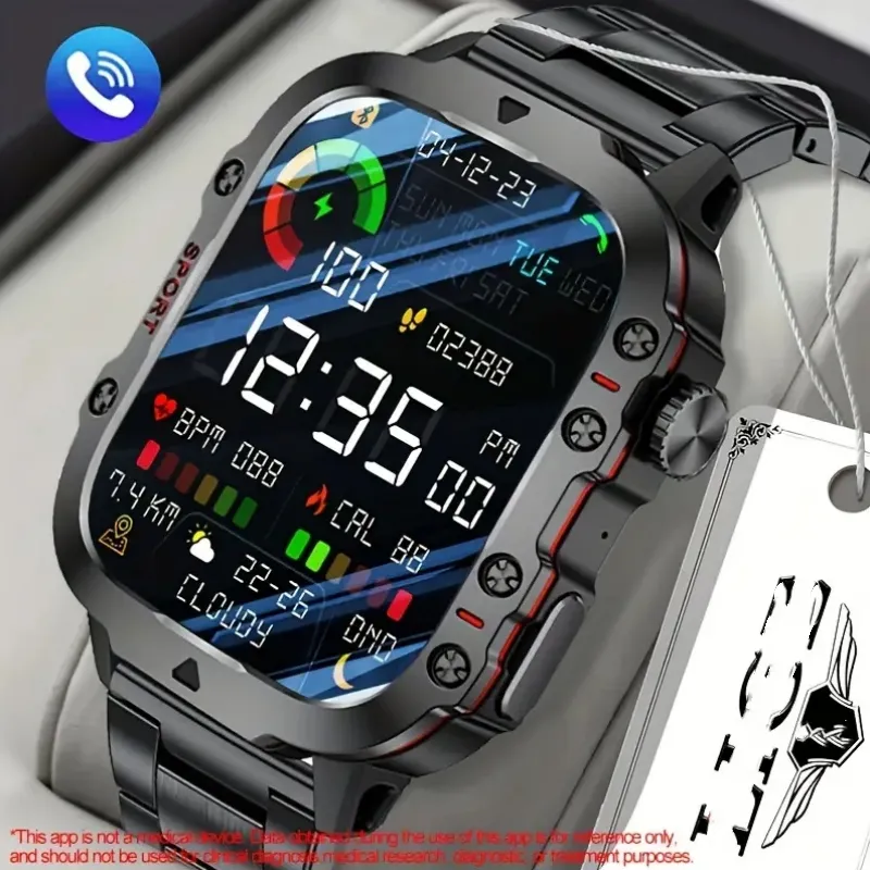 Smart Watch For Men Voice Assistant Breathing Exercise Multiple Sports Modes Weather Flashlight Clock Display Smartwatch