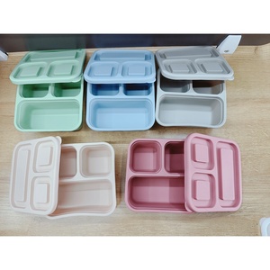 New Silicone Gel Food Storage Container Square <b>Compartments</b> Heat Preservation Solid Color for Fruits Microwaving <b>Lunch</b> <b>Boxes</b> - Product Image 1