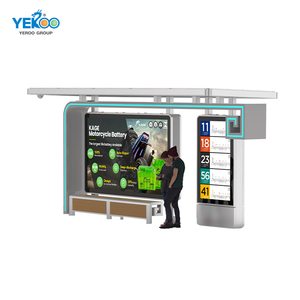 Abribus en métal pour aménagement urbain avec écran LED, arrêt de bus numérique intelligent avec système d'<span class=keywords><strong>annonce</strong></span> - Product Image 1
