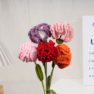Handmade Crochet <span class=keywords><strong>Rose</strong></span> Bouquet cẩm chướng vĩnh cửu Hoa nhân tạo dệt kim dệt & vải thủ công mỹ nghệ cho ngày Valentine - Product Image 4
