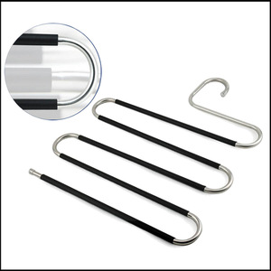 Cintres à pantalons peu encombrants en acier inoxydable antidérapants, cintres multiples en forme de S pour rangement de pantalons dans le placard - Product Image 4