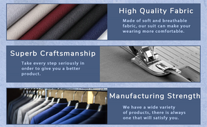 طقم بدلة رجالي من ثلاث قطع من الصوف بلونين من لوميناري، مقاس كبير، بدلة بنطلون مريحة مع خدمة الشحن المباشر - Product Image 4