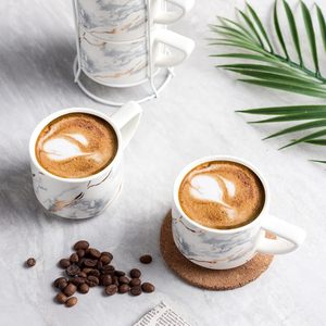 Ensemble <span class=keywords><strong>de</strong></span> tasses à cappuccino en aluminium pour fêtes modernes All-Pie Tasses à thé 210ML empilables Ensemble <span class=keywords><strong>de</strong></span> <span class=keywords><strong>4</strong></span> tasses avec support (blanc) - Product Image 5