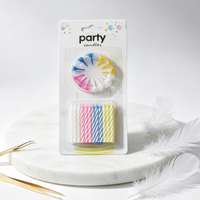 Pack promotionnel festif : Bougies spirales uniques en cire de paraffine non parfumées pour gâteaux d'anniversaire d'enfants, avec supports inclus