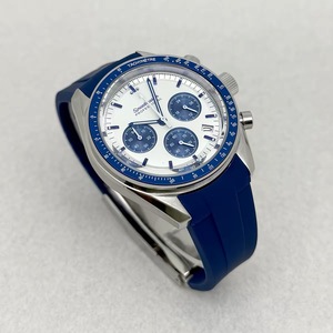 Montre chronographe à quartz de 40 mm pour hommes, boîtier en acier massif avec bracelet en caoutchouc, mouvement VK63 - Product Image 4