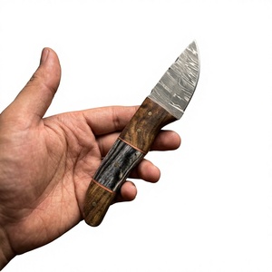 Couteau de chasse et de survie à lame fixe mini, en acier Damas artisanal, pointe tombante, manche en bois, qualité industrielle, pour revendeurs OEM 58/60 - Product Image 4