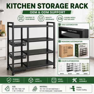 Organizador de Cocina Tipo Estante con 4 Niveles, Estante Metálico y 3 Cestas <span class=keywords><strong>para</strong></span> Uso Doméstico, Proveedor Mayorista - Product Image 5