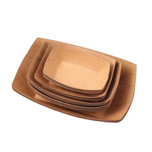 Plateau alimentaire jetable en papier couché kraft rectangulaire au <span class=keywords><strong>meilleur</strong></span> prix, gratuit en matériaux recyclés pour une utilisation au restaurant, service de sushi et de hot-dog - Product Image 1