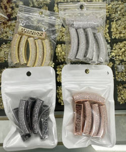 쥬얼리 스페이서 컬럼 목걸이 디바이더 스페이서 비즈, 마이크로 파베 다이아몬드 비즈 로즈 골드 바 튜브 팔찌 스트랜드 디바이더 - Product Image 2