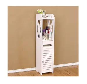 Porte-papier hygiénique armoire mince salle de bain vanité support de rangement blanc avec étagères étroit évier de bain organisateur étagère à serviettes