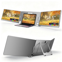 Moniteur portable double 18,5 pouces, écran d'extension Plug and Play pour ordinateur portable, trading Forex, IPS FHD grand écran