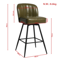 Tabouret de bar pivotant de style moderne de haute qualité avec assise carrée, pour îlot de cuisine, chaise de bar, tabouret de bar à hauteur de comptoir
