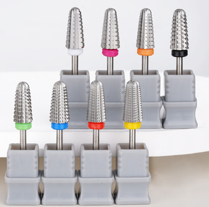 Embouts de ponceuse à ongles en carbure de tungstène argenté 5 en 1 pour manucure et nettoyage des cuticules, modèle Remove Gel Volcano Bit - Product Image 1