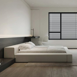 Letto Matrimoniale Tatami Moderno e Semplice Personalizzabile con Struttura in Legno e Rivestimento in Tessuto, Letto <span class=keywords><strong>King</strong></span>-<span class=keywords><strong>Size</strong></span> per Camera da Letto di Hotel e Villa - Product Image 3