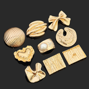 Botones de metal de aleación con forma especial de concha marina, estrella de mar, para ropa, personalizados de fábrica, con vástago, color dorado - Product Image 1