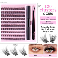 Cils en grappe en gros font label privé D Curl Cluster bricolage Extensions de cils plateau Kit de cils en éventail individuel