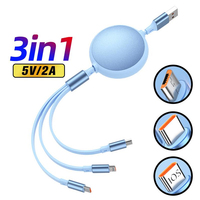 Cable de Carga USB Retráctil 3 en 1 Personalizado, Cable de Datos de Carga Súper Rápida de 100 W con Logotipo Personalizado para Teléfonos Inteligentes