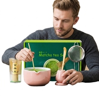 Ensemble de Matcha Bio Japonais Classique en Gros de l'Usine Geling – Bol Chawan en Céramique Rose Personnalisé avec Bec Verseur pour Cérémonie