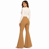 Pantalon évasé asymétrique à taille haute pour femme, personnalisé OEM, avec panneau diagonal et boutons-pression, coupe architecturale