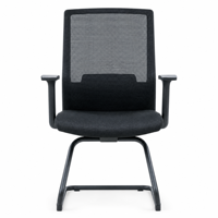 Chaise de visiteur en maille noire avec accoudoirs fixes, siège rembourré, base cantilever, chaise de bureau pour conférence