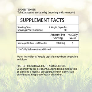 Cápsulas de Moringa OEM ODM, Cápsulas de Polvo de Hoja de Moringa, Desintoxicación Corporal, Refuerzo del Sistema Inmunitario, Aumenta la Inmunidad - Product Image 2