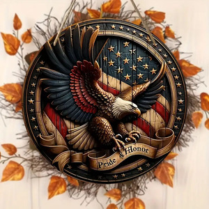 Insegna in Legno per il 4 Luglio, Decorazione Patriottica con Bandiera Americana e Fuochi d'Artificio, Appendiporta Rosso Bianco e Blu per la Festa dell'Indipendenza - Product Image 4