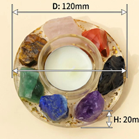 Support de bougie chauffe-plat en pierre précieuse naturelle, fait main, forme irrégulière, Pakistan, 7 Chakras, Quartz Rose, Améthyste, Feuille d'Or, Décoration d'intérieur