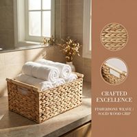 Panier de rangement rectangulaire en jacinthe d'eau tressée pour garde-manger, avec poignées, 12 D x 8,4 L x 5,7 H, capacité 6-10L, vente en gros