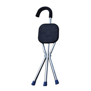 Stainless Steel <b>Folding</b> Cane <b>Stool</b> Height Adjustable Tripod Walking Stick For Hiking Mountaineering Camping - Product Image 1