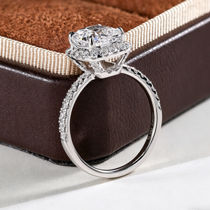 Bague en diamant cultivé en laboratoire SGARIT, or 18 carats, VVS D 1ct 2ct 3ct, certificat IGI, coupe coussin, design halo, pour femme, fiançailles - Product Image 2