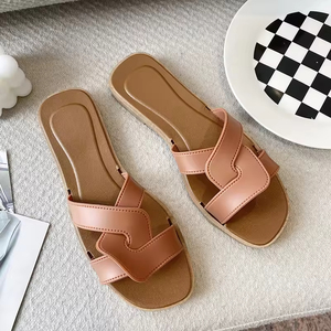 Sandales plates d'été personnalisées pour femmes, légères et confortables, couleur unie, à enfiler - Product Image 5