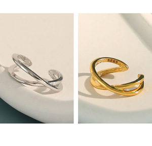 Nuovi Orecchini alla Moda in Argento Sterling 925, Design Unico a Forma di X Intrecciata, Senza Piercing, per Donne EA558 - Product Image 3