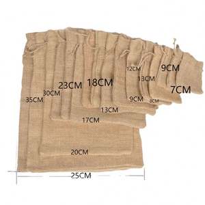 Reusable Burlap <b>Drawstring</b> Gunny Bag for Cocoa Jute Coffee Bean Packaging <b>Pouch</b> - Product Image 4
