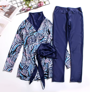 Traje de Baño Musulmán Angle Luna 2024, Conjunto de Bikini de 3 Piezas con Pantalones para Mujer, Estilo Modesto Islámico - Product Image 5
