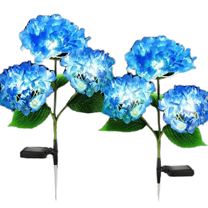 אורות מחרוזת הידראנגאה המופעלים על ידי שמש <span class=keywords><strong>3</strong></span> גבעולי פרחים IP65 עמיד למים LED גן פטיו חצר נוף תפאורה נטענת - Product Image 1