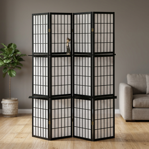 Modern Designed Wood Handcrafted Woven Folding Movable Translucent Privacy Room Divider Screen with 5-Panel Customizable Panels - Product Image 3