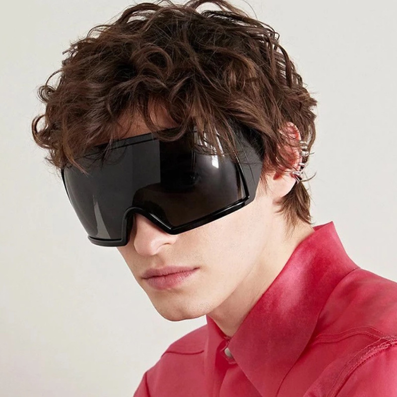 日本未入荷/注目BLANK SUNGLASSES/SKIING.サングラス/ギフト可能 2023 New Arrivals Oversize Y2K One Piece Rimless Lens