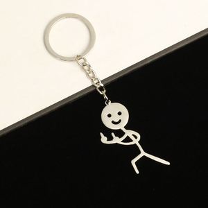 Stainless Steel Funny Doodle Middle Finger Stickman Keychain Metal Decorative Hanging Pendants Keyring Car <b>Key</b> <b>Chains</b> Gift - Product Image 4