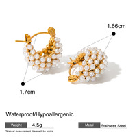 Boucles d'oreilles en acier inoxydable de luxe léger style royal français avec perles - Accessoires de bijouterie simples