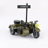 Bricolage en gros WW2 thème militaire Allemagne trois roues moto bloc de construction modèle Kit jouet