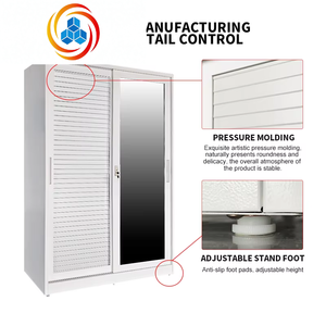 Armarios Modernos Desmontables de 2 Puertas de Metal y Acero con Espejo, Armario de Hierro Estable con Cerradura para Dormitorio, Sala de Estar, Hospital - Product Image 3