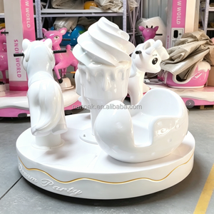 Carrusel Giratorio Infantil de 3 Asientos con Diseño de Helado, de FRP Blanco, para Parques Infantiles Interiores, Cafeterías, Fiestas, Alquiler en Centros Comerciales - Product Image 4
