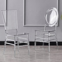 Kursi Hotel luar ruangan plastik Modern Nordik mewah furnitur Hotel kristal bening akrilik Banqueting pesta acara pernikahan kursi