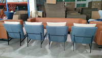 Vente en gros de meubles modernes relax en cuir et tissu, fauteuil de salon rembourré en velours avec revêtement souple rembourré en or