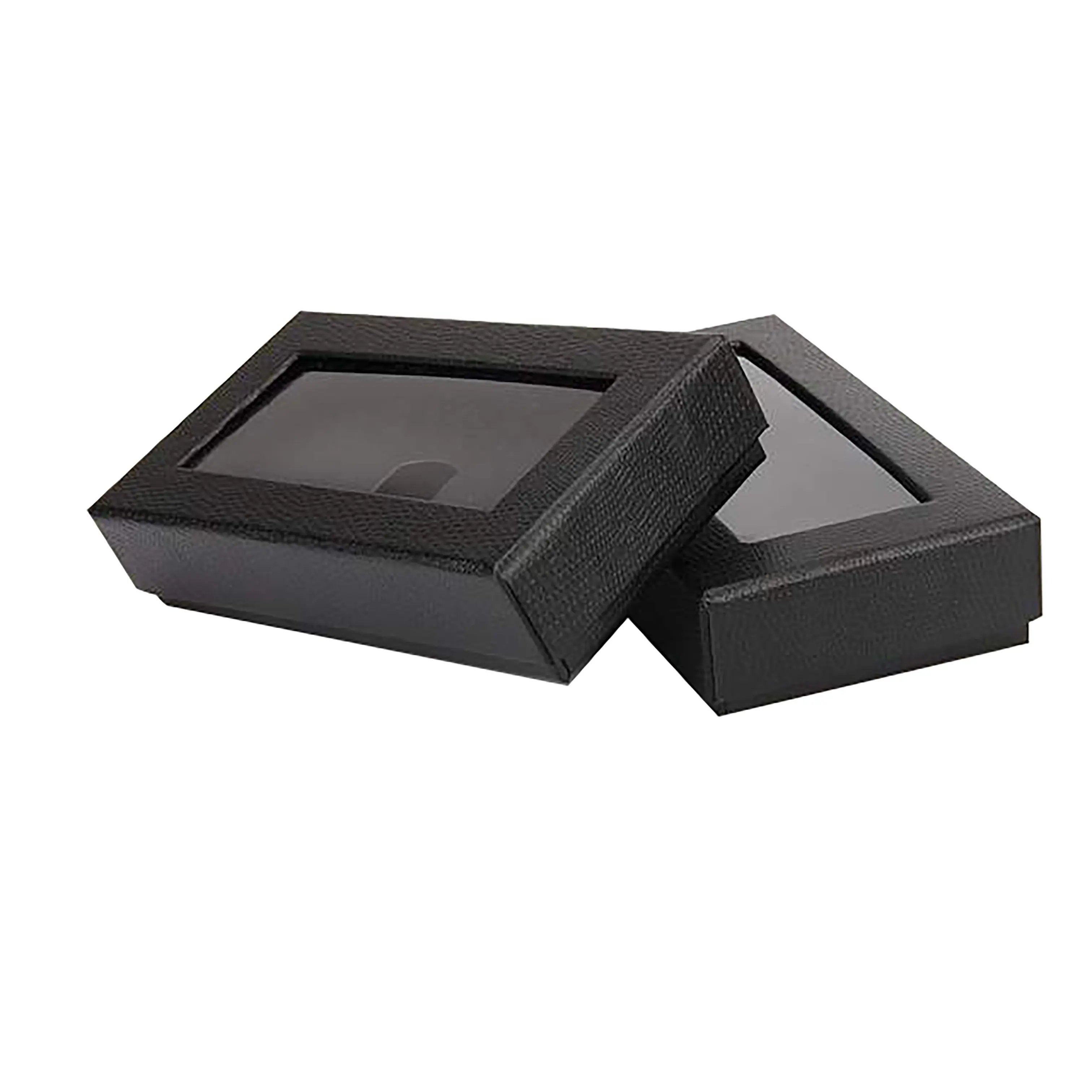 काले उपहार बॉक्स स्पष्ट खिड़की के साथ लक्जरी पुरुषों की कढ़ाई रेशम धनुष टाई कस्टम उपहार पैकेजिंग बॉक्स धनुष टाई थोक उपहार बक्से
