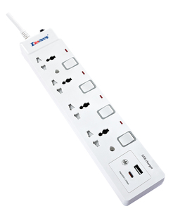 ปลั๊กพ่วงอเนกประสงค์แบบพกพา 13A วัสดุ ABS ทองแดง 4/5 ช่องเสียบ 250V รองรับปลั๊ก EU/US/UK/IT พร้อมพอร์ต USB 2.1A - Product Image 5