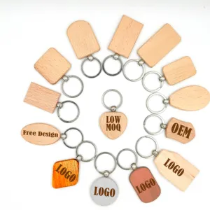 Custom Key Ring Keyring Wooden Blank Key Chain Bag Wooden DIY Keychain Factory Wholesale supplier